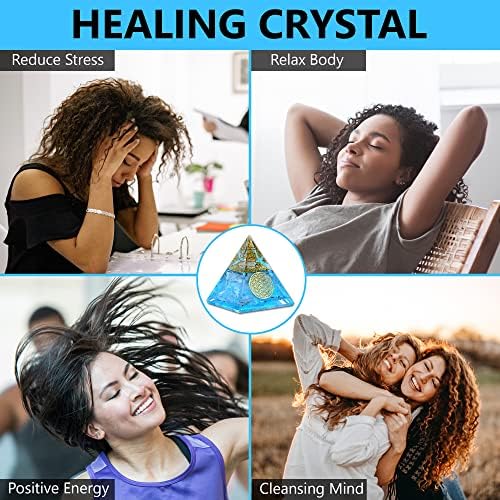 Miniatura 7 de Pirámide de cristal brillante de selenita  Pirámide de orgón de selenita hecha a mano para vibración de alta frecuencia, poderes de manifestación