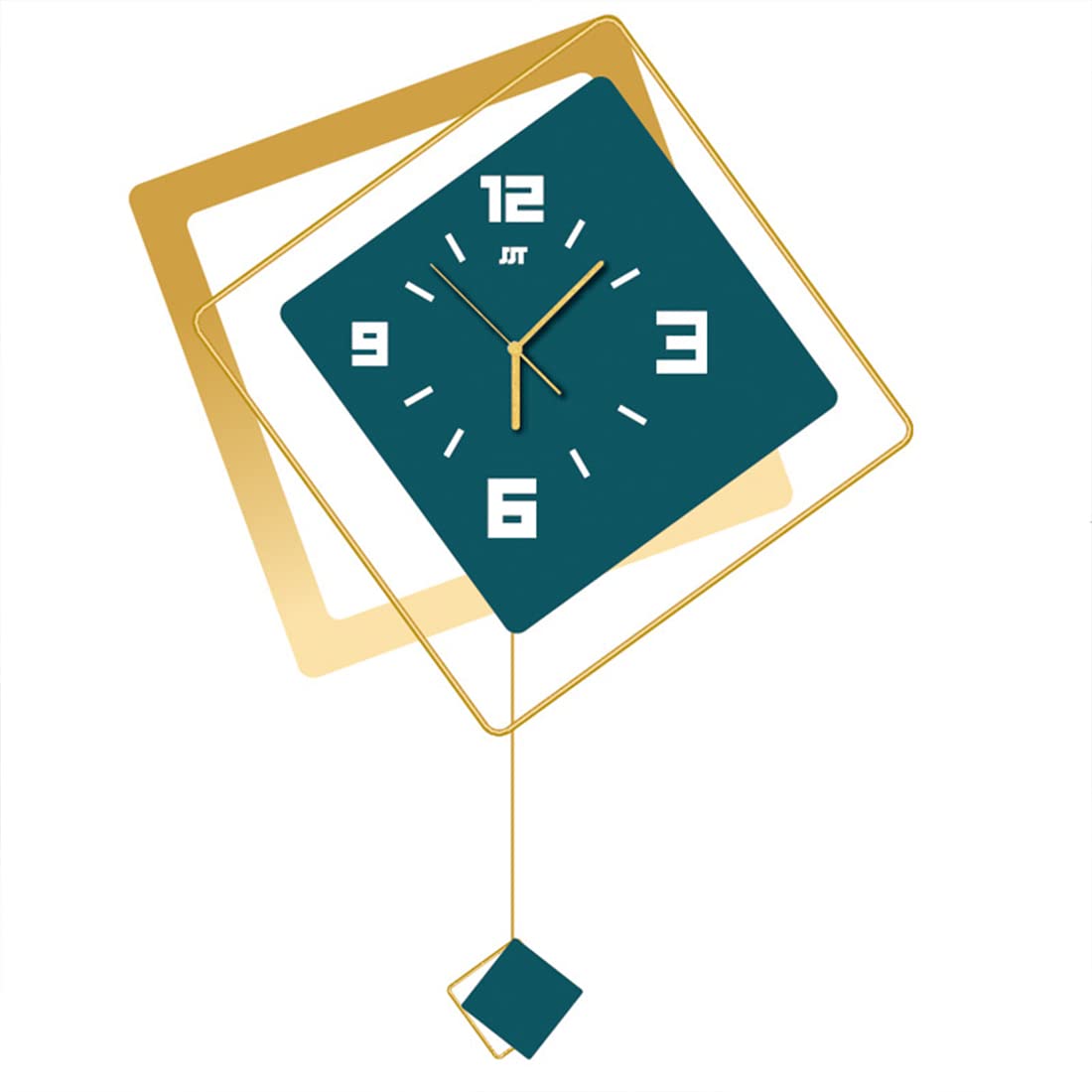 Orologio da Parete Quadrato Semplice in Stile Europeo, Soggiorno Creativo Doppio Strato Quadrato 3D Decorazione Domestica Orologio da Parete Muto Rosso Netto,Blu,16 Inches