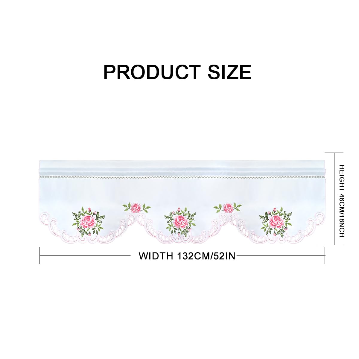 Molaxhome Beautiful Dazzling Embroidered Window Valance,Rod Pocket Valance and Tiers for Home Decor (Pink, W52x18L) - Image 4
