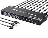 KVM Switch 4 Computers 1 Monitor, 4 Ports USB 3.0 HDMI KVM Switcher Selector Box with EDID Emulator Function, Support 4K@60Hz Resolution for 4 Computers Share Mouse Keyboard and Monitor