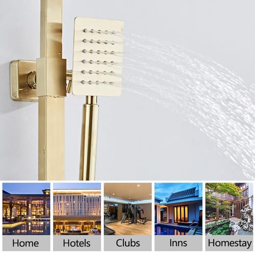 Ensemble de douche doré avec douchette combinée 3 jets réglable - 6