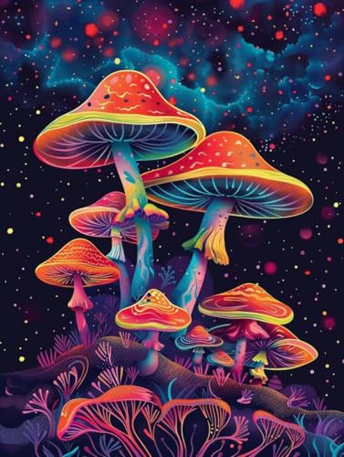 Peinture numero adulte champignon pour peindre sans savoir dessiner