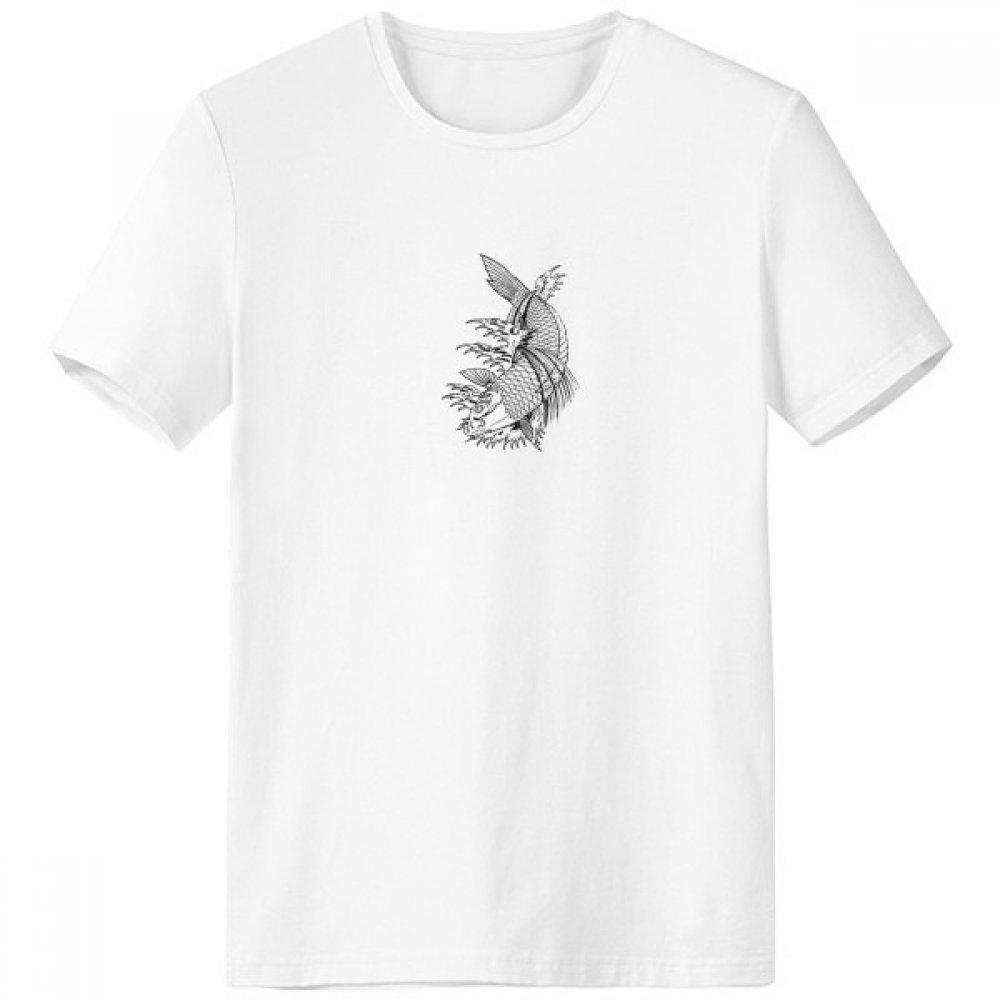 T-shirt natation tradition chinoise blanc poisson pour homme
