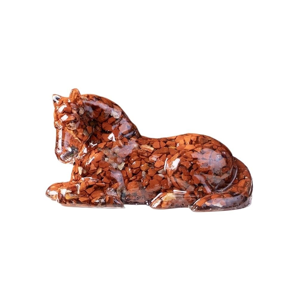 HUFFA Ornamental Horse Figurine - Crystal Epoxy Resin Home Decoration with Natural Tiger Eye Chips