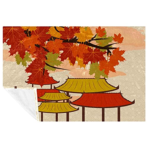 Couverture feuille d'érable japonais 150x100 cm douce pour lit et canapé
