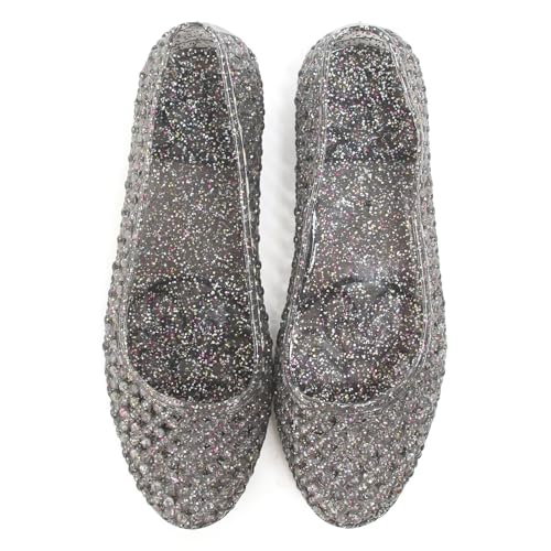 Image of Stunner Women Beach Jelly Shoes Slip On Crystal Summer Hollow Ballet Flats | Summer Cool PVC Breathable Outdoor Indoor Dressy Flat Sandals for Holiday Shopping Spa Swimming Pool