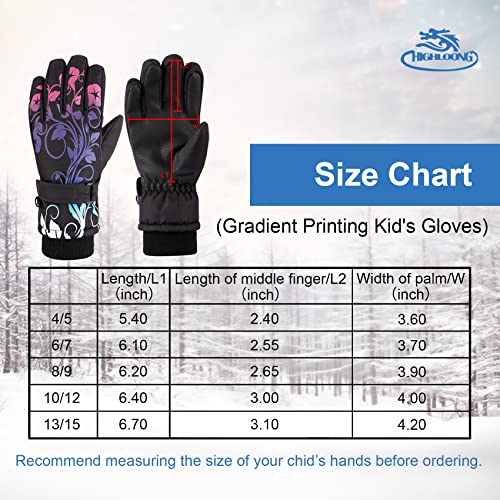 Highloong Kids Waterproof Ski Snowboard Cold Weather Winter Gloves 5-Finger With 3M Thinsulate For Boys Girls (8/9) #TOP3