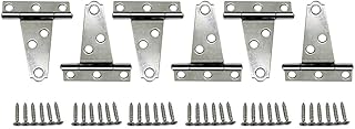 QCAA Stainless Steel Light Tee Hinge, with Stainless Steel Screw, 2" x 2" x 1.2mm, Vibrated, 6 Pack, Made in Taiwan