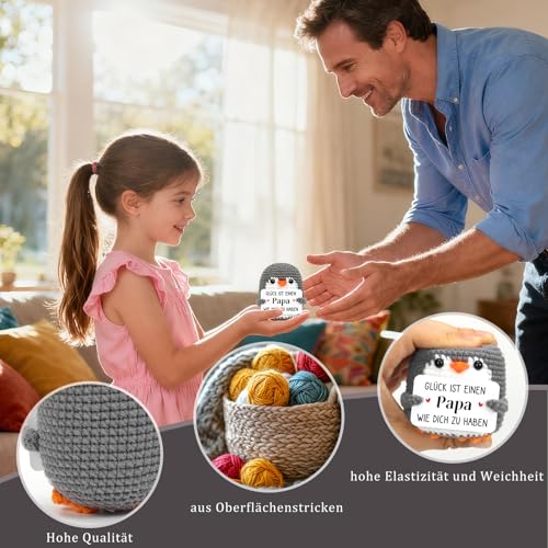 Montrestar Mini Pinguin Geschenke für Papa, Vatergeschenke, Beste Papa Geburtstags Geschenke von Tochter Sohn, Pocket Hug Pinguin Puppe, Vater Geschenk für Weihnachten Silvester Oster Vatertag