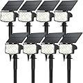 MinPea 8 Pack Solar Spot Lights Outdoor, Waterproof IP65 Adjustable, 3 Lighting Modes Solar Powered Landscape Spotlights for Yard Garden Pathway(Cool White)