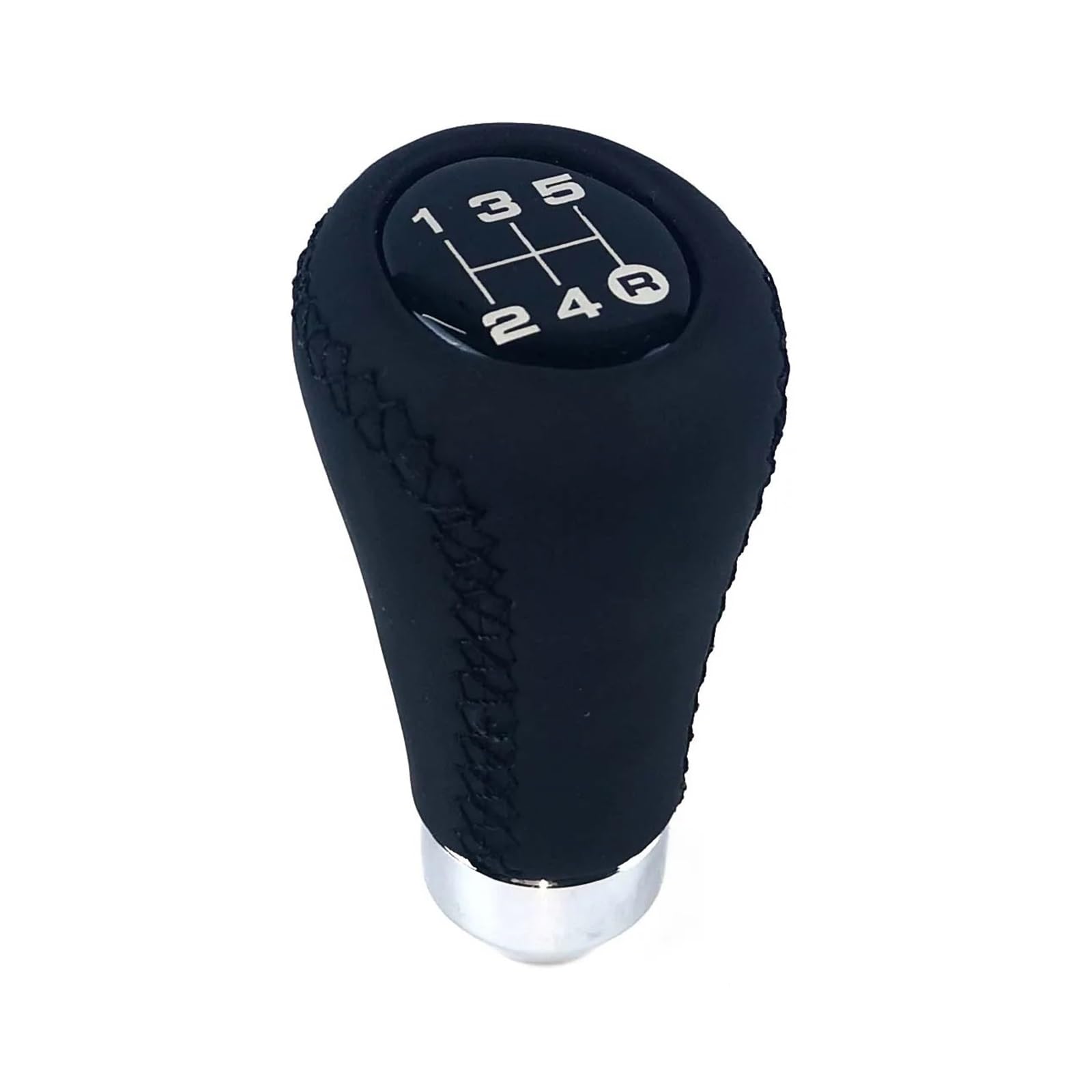 Jeocoai Car Gear knob Universal Car Gear Shift Knob Stick 5 / 6Speed Manual Shifter Lever Black for Red Line Stitche PU Leather(Black,6speed)
