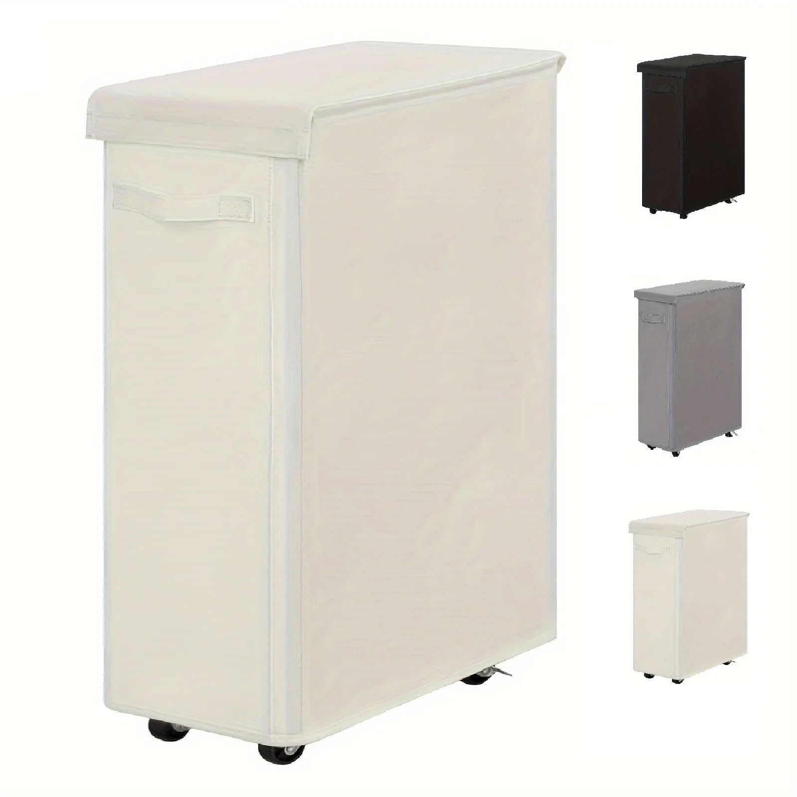 Cesto Portabiancheria Con Ruote Cesto for biancheria da 1 pezzo con ruote e coperchio, cesto chiuso, adatto for camere da letto, vasche da bagno, dormitori(41x22x70cm black)