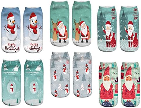 Faletony 5 Paare Weihnachtssocken Weihnachtsmotiv Baumwolle Socken Weihnachtsmann