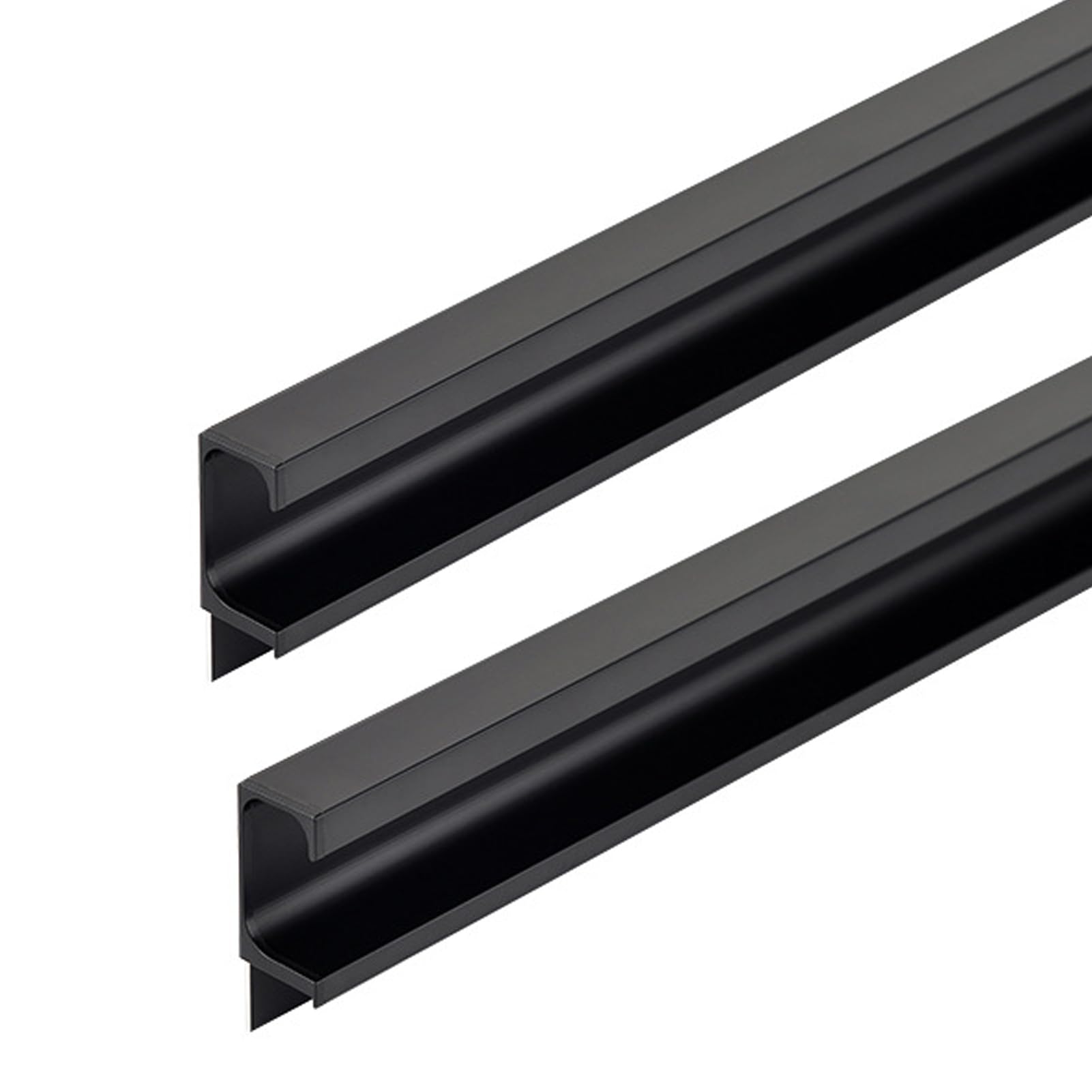 Dswzlqdxb Black 2 Packs Hidden Closet Handle G-Shape Drawer Handles Invisible Finger Edge Pull No Slotting Furniture Cabinet Kitchen Aluminum Alloy Knobs Door Levers For Cupboard Wardrobe (700Mm,)