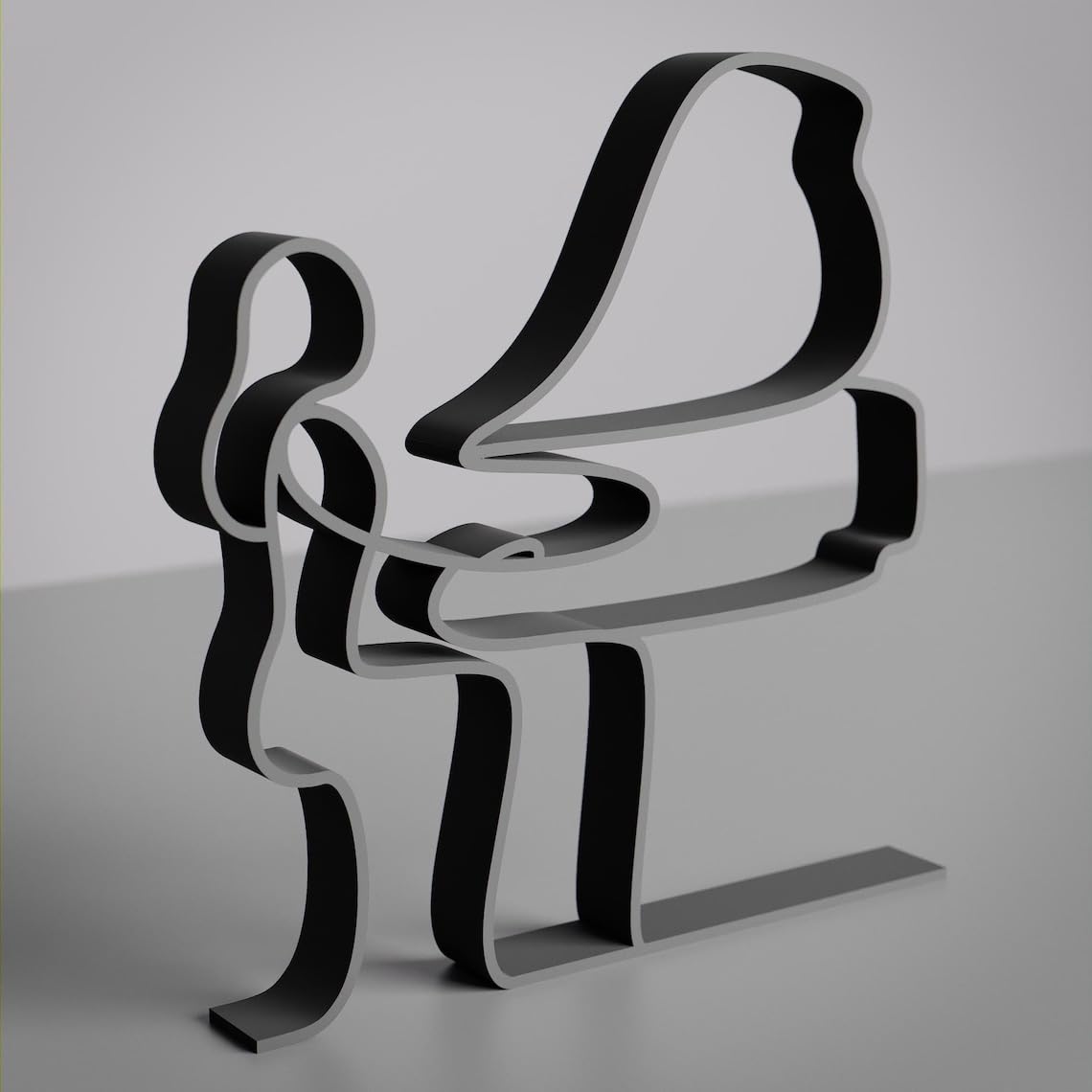 Black Female Pianist Plastic Line Art Figure Modern Minimalist Musician Sculpture Artistic Home Decor Gift for Piano Lovers Living Room Office Desk Display Unique Music Theme Artwork India 1