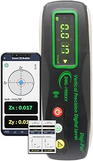 Digi-Pas 2-Axis Smart Vertical & Perpendicularity Precision Level DWL1900XY Bluetooth, Measurement Resolution of 1µm/50mm, 5µm/300mm to 17µm/1,000mm