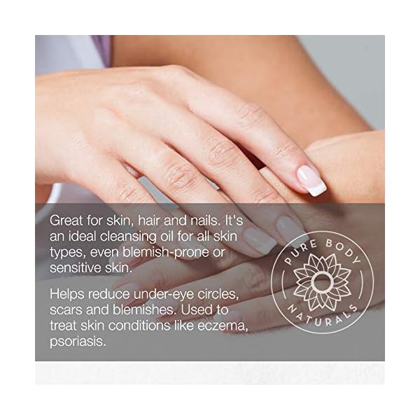 Pure Body Naturals Sweet Almond Oil for Hair and Skin, 100% Pure and Cold Pressed, Hexane Free, Skin Moisturizer, Nails, Therapeutic Massage, Carrier Oil 16 Fl. Ounce (Label Varies)