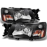 AKKON - For Subaru Forester Black Headlights Head Lamps Driver Left + Passenger Right Side Replacement Pair Set