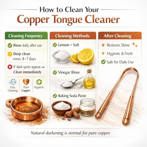 Image of Copper Tongue Scraper Pack of 2 - Ayurvedic Tongue Cleaner for Bad Breath & Fresh Breath - 100% Pure Copper with Travel Pouch - Tongue Scraper for Adults