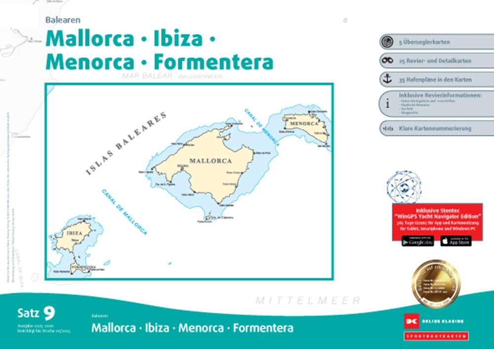 Sportbootkarten Satz 9: Balearen (Ausgabe 2025/2026): Mallorca - Ibiza - Menorca - Formentera