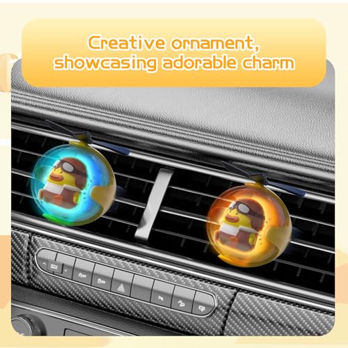 Image of Yellow Duck Car Air Freshener with 6-Color Auto Light Up & 4 Scented Replacements Tablets - Light Scent, Decorative Auto Accessories, Cute Mother's Day and Father's Day Small Gift