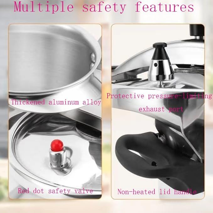 Aluminum alloy pressure cooker, double handle small household pressure cooker, suitable for stewing meat, 5 liter aluminum alloy, suitable for gas stove and flat top stove