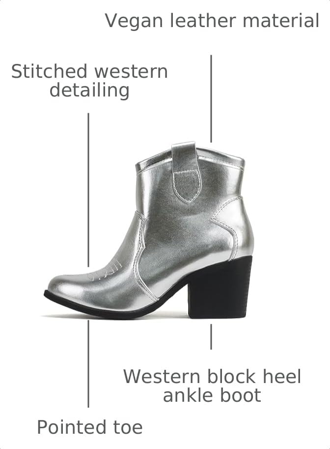 Image of Soda inchTELLER inch ~ Women's Western Cowboy Boots with Stitched Detailing, Pointed Toe, and Low Block Heel