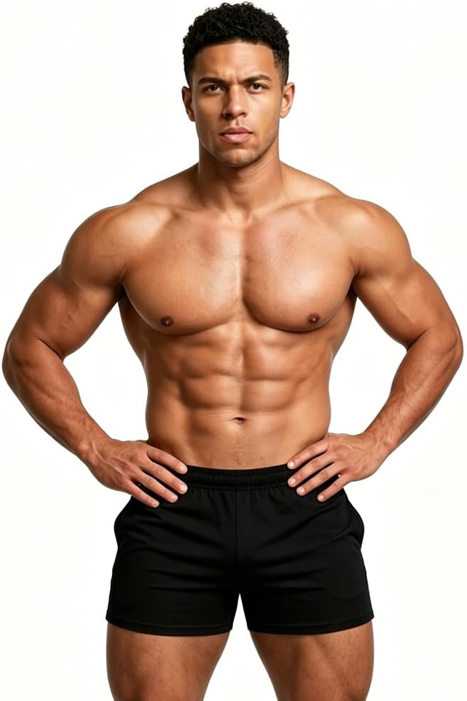 Muscle Alive Men Running Shorts with Pockets Athletic Clothing French Terry Cotton with 3 or 5 Inch
