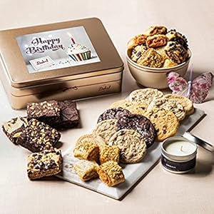 Dulcet Gift Baskets Candle Gift Box Classic Tin Treats Within Featuring a Variety of Brownies and Cookies Unique Gift Idea for Him and Her with Fast Delivery
