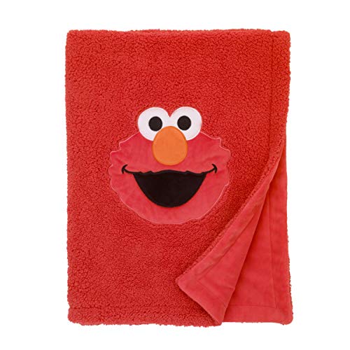 Image of Sesame Street Elmo Red Soft Plush Sherpa Toddler Blanket with Applique