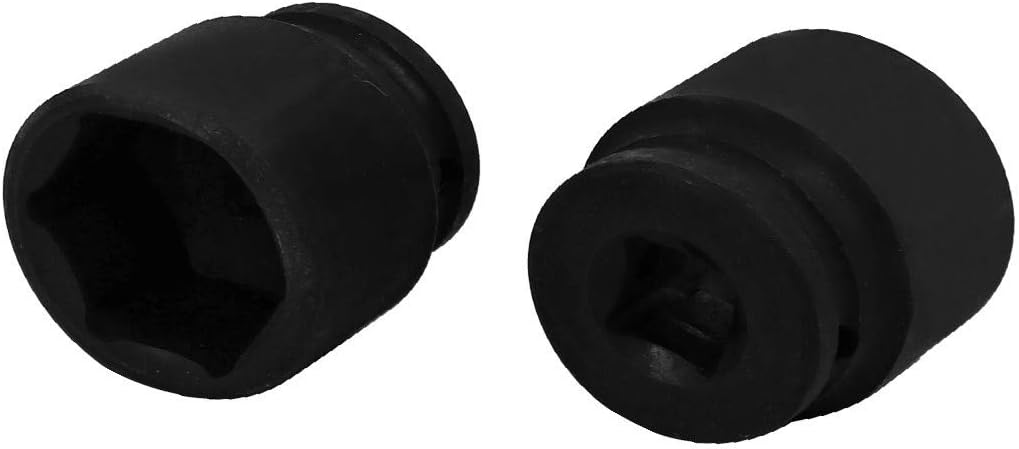 New Lon0167 1/2-inch Square Drive 30mm 6 Point CR-MO Hex Impact Socket Black 2pcs(1/2-Zoll-Vierkant 30mm 6-Punkt-CR-MO-Sechskant-Stecksockel schwarz 2St