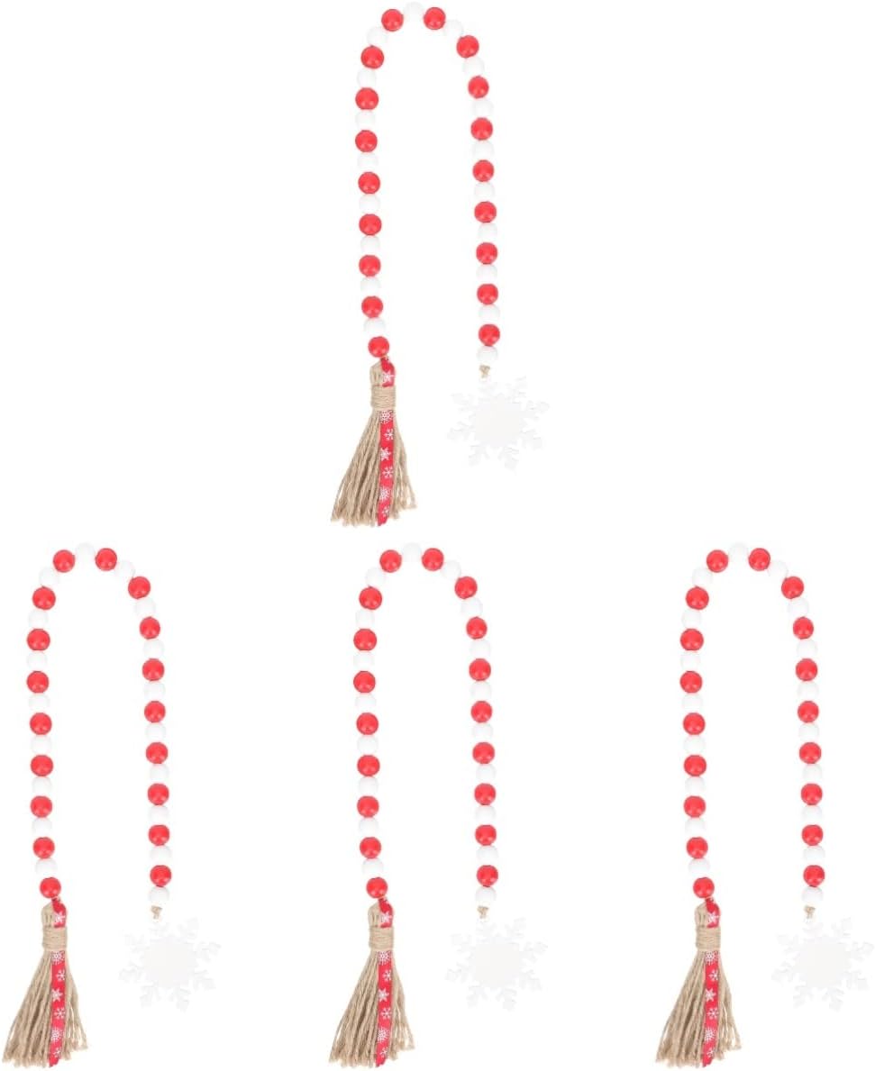 VAKAR Home Hanging Tassels Pendant Xmas Tassel Decor Party Holiday Door Style Wooden Wedding Favors Ornament Room Farmhouse Beads Festival Window with White Wall Garland Living