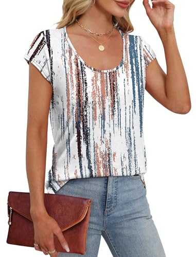 Saloogoe Womens Summer Tops 2025 Cap Sleeve U Neck T Shirts Short Sleeve Tshirts Shirts Beach Fashion Vacation Outfits - Image 5
