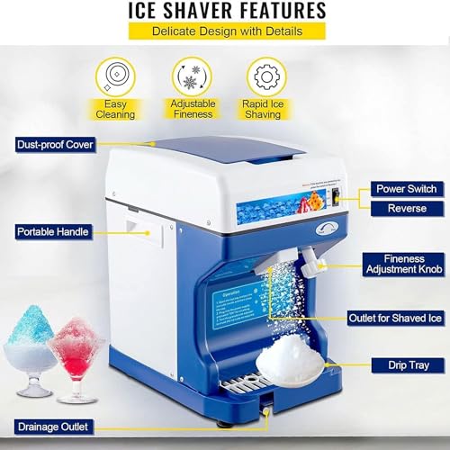 Machine à granita électrique de 250W avec broyeur à glace pilée de 2L