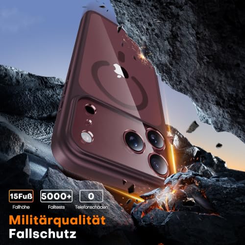TAURI für iPhone 18 Pro Hülle 6,3" mit Schutzfolie - Burgunder – Ansicht 6