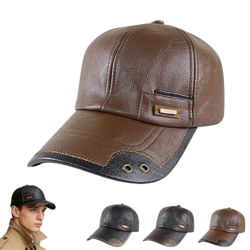 Gorra de béisbol de cuero cálido resistente al viento y agua miniatura 1