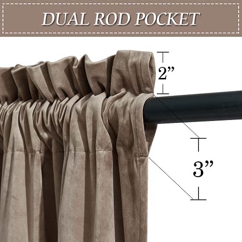 Image of RYB HOME Extra Long Velvet Curtains 102 inches for Sliding Patio Glass Door | Energy Saving, Thermal Privacy, UV Heat Blocking, for Living Room Bedroom Dining Room, Taupe, W52 x L102, 2 Panels