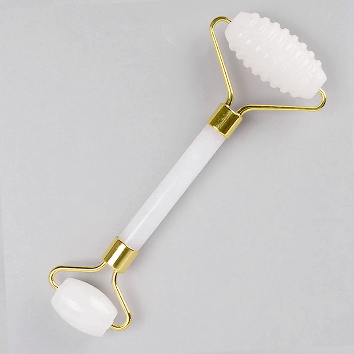Massageroller, Massagestab, Massagewerkzeug, Jaderoller for die Gesichtspflege, Gesichtsmassagegerät aus natürlichem weißem Stein, Roller-Ci No Box (Color : Rollerpu with Box)