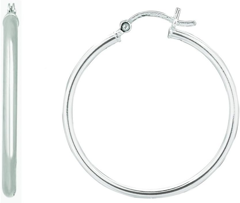 Ritastephens Sterling Silver Small Tubular Round Hoop Hoops Earrings 2x30 Mm