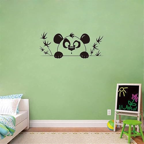 Miniatura 5 de Calcomanías de pared de panda y bambú, calcomanías de PVC extraíbles de 9 x 22 pulgadas para guardería, habitación de niños o sala de juegos, lindo
