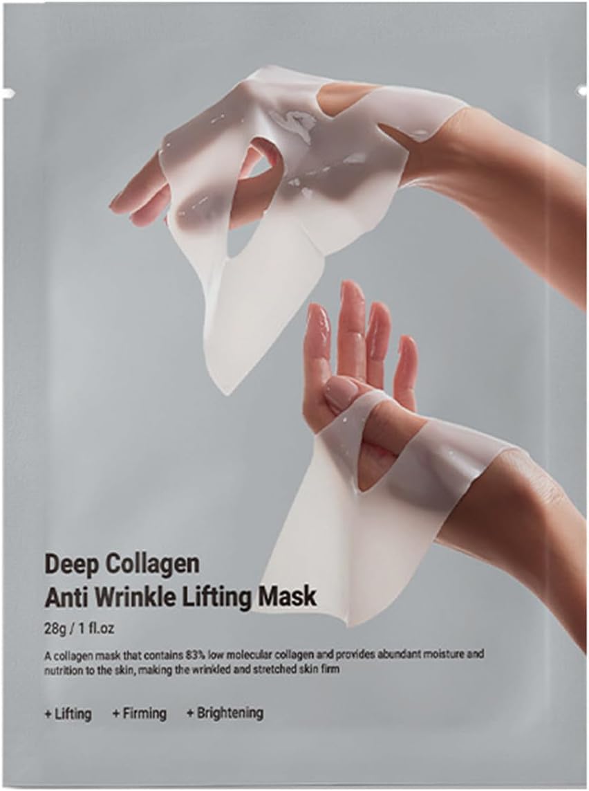 Deep Collagen Overnight Mask The real collagen Facial Hydrogel Masks with low molecular weight collagen for elasticity, firming, and moisturizing (white)