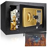 Vankarr Elektronischer Tresor 31x20x20cm,Möbeltresor mit Kombinationsschloss und Schlüssel,Digitaler Heimtresor mit Feuerfester Wasserdichter Geldtasche,Hotelsafe, Möbeltresor, Wandtresor für Zuhause