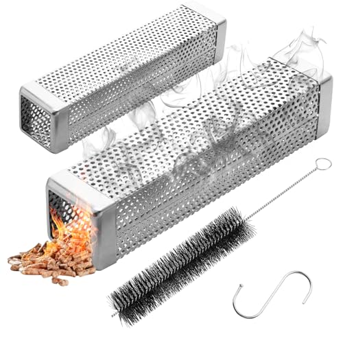 Smoke Tube for Pellet Grill, 4 Hours of Billowing Smoke, Stainless Steel Pellet Smoker Tube for All Grill or Smoker, Hot or Cold Smoking (10-inch-2 Pcs)