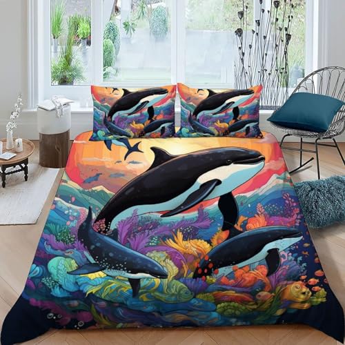 Housse de couette baleine parure de lit 200x200 microfibre - 3