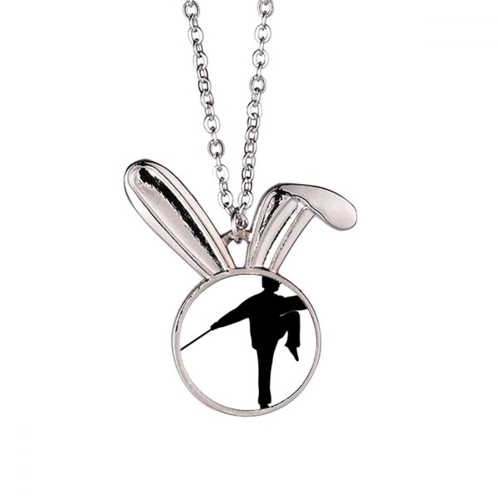 Kung fu chinois shaolin stick collier pendentif lapin martial - 5