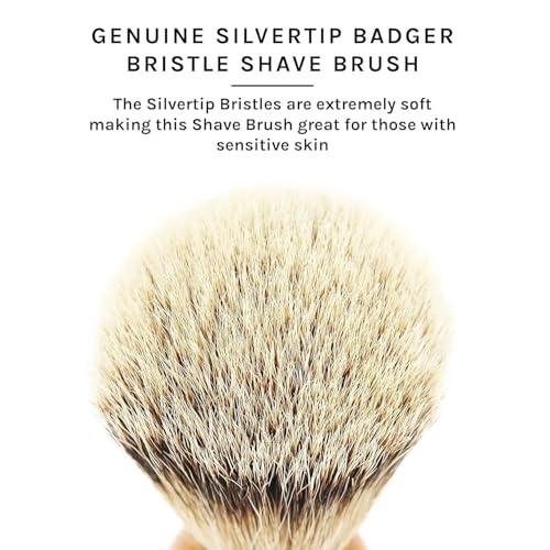 Image of Parker 100% Silvertip Badger Shaving Brush - Olivewood Handle, Long‑Loft 22 mm Knot with Resin Stand - Super Soft Bristles for a Rich Lather for all Skin Types
