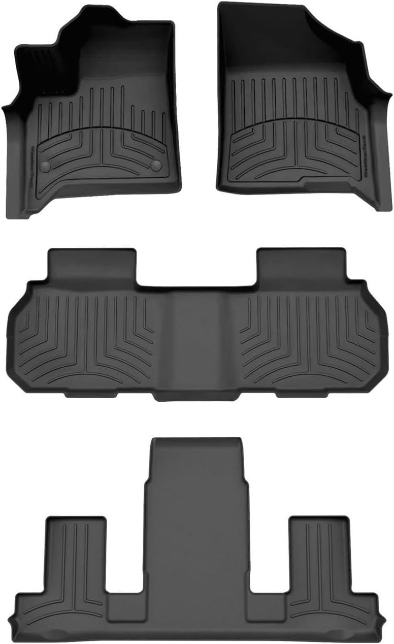 WeatherTech FloorLiner HP Custom Fit Floor Mats Black Full Set for Chevy Traverse, GMC Acadia, Buick Enclave 2024-2026