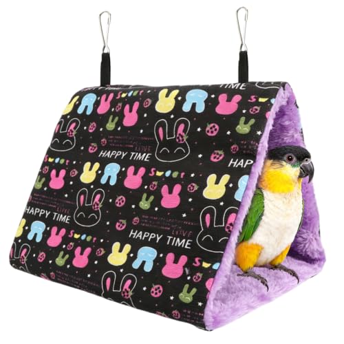 Image of Hypeety Bird Nest Cozy Hanging Bed Cage Warm Plush Hut for Bird, Black, L