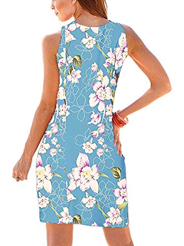 Image of Camisunny Women Casual Loose Tank Dresses Sleeveless Beach Vacation Dress Swing Pleated U Neck Fashion Soft
