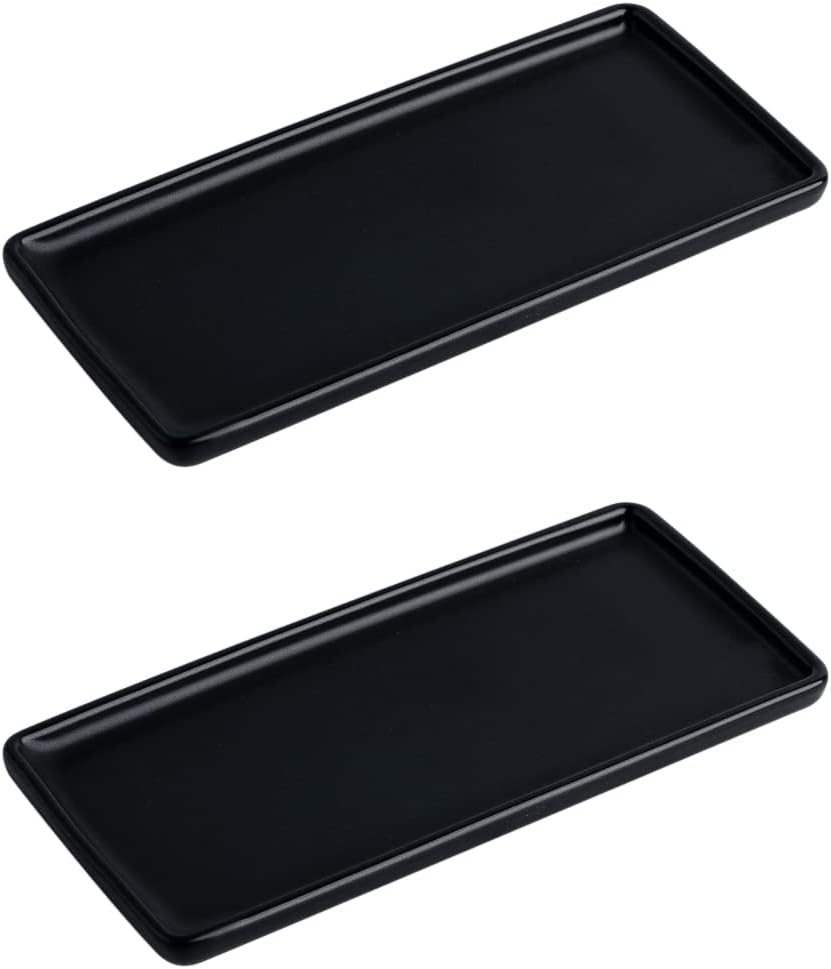 KITCHENLESTAR 10" Bathroom Tray for Counter, Ceramic Vanity Trays for Bathroom, Small Rectangle Ceramic Trays, Kitchen Soap Tray, Ceramic Tray for Kitchen Counter, (Blue,10", Set/1) : Home & Kitchen